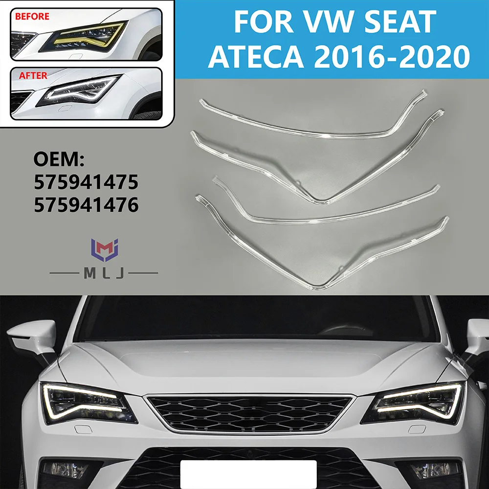 575941475 575941476 Angel Eye LED Headlight Light Guide Strip For VW Seat Ateca 2016-2020 Daytime Running Light Light Guide Tube