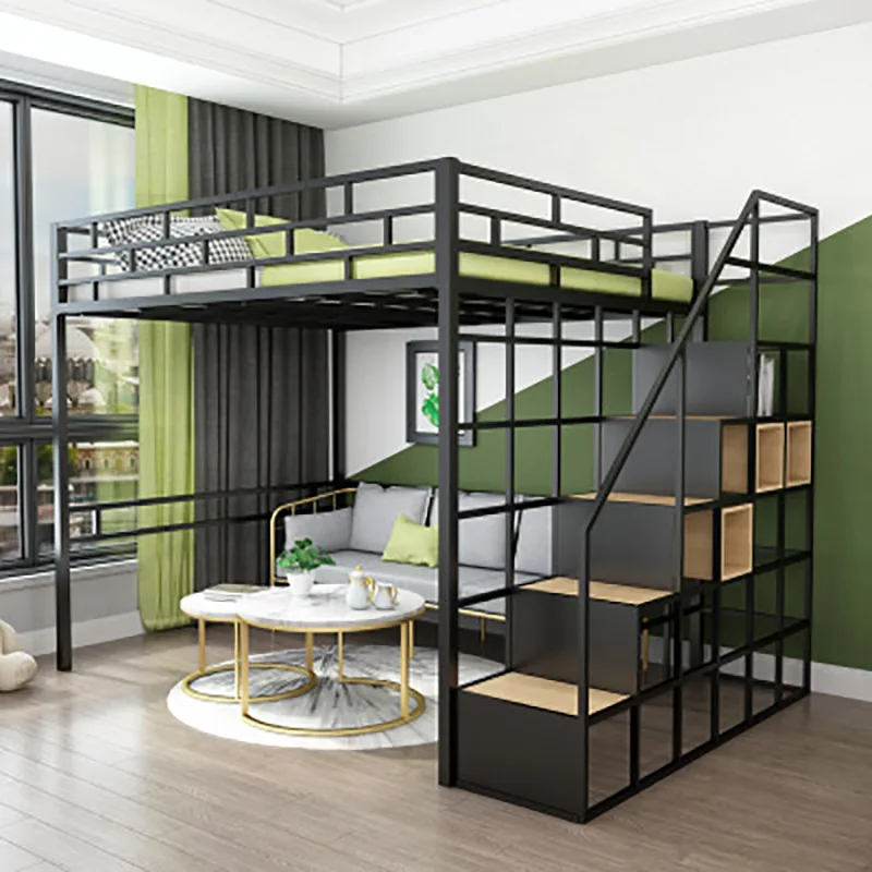 Apartment wrought iron with lattice elevated bed, bedroom space saving bed under chair elevated bed, household iron bed