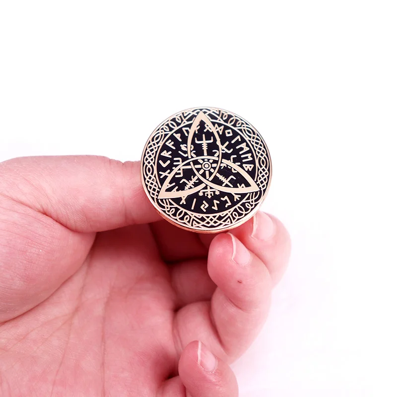 Nordic Viking Rune Enamel Pin Celtic Knot Button Brooch Badge Jewelry Gift