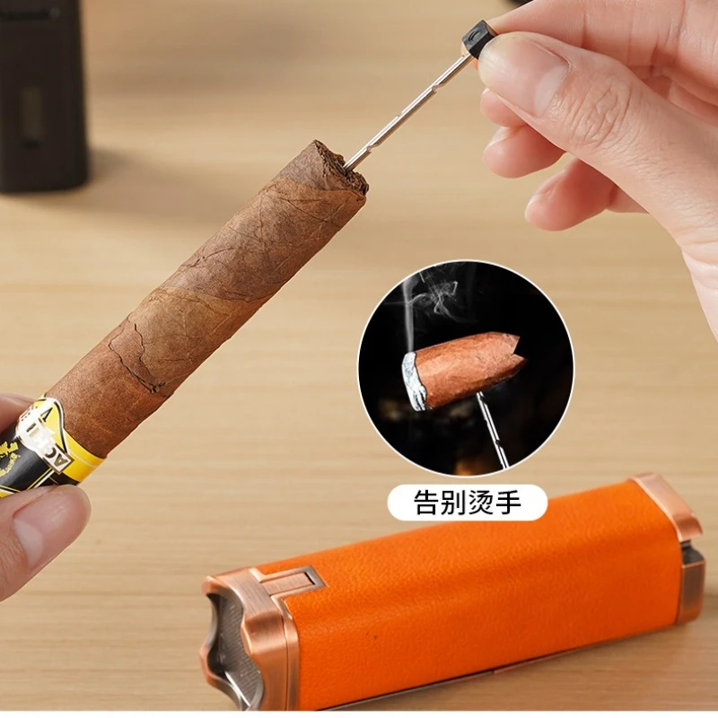 New 4-in-1 Three-prong Direct-injection Blue Flame Lighter Multi-functional Direct-injection Cigar Lighter Creative Personality - view 4