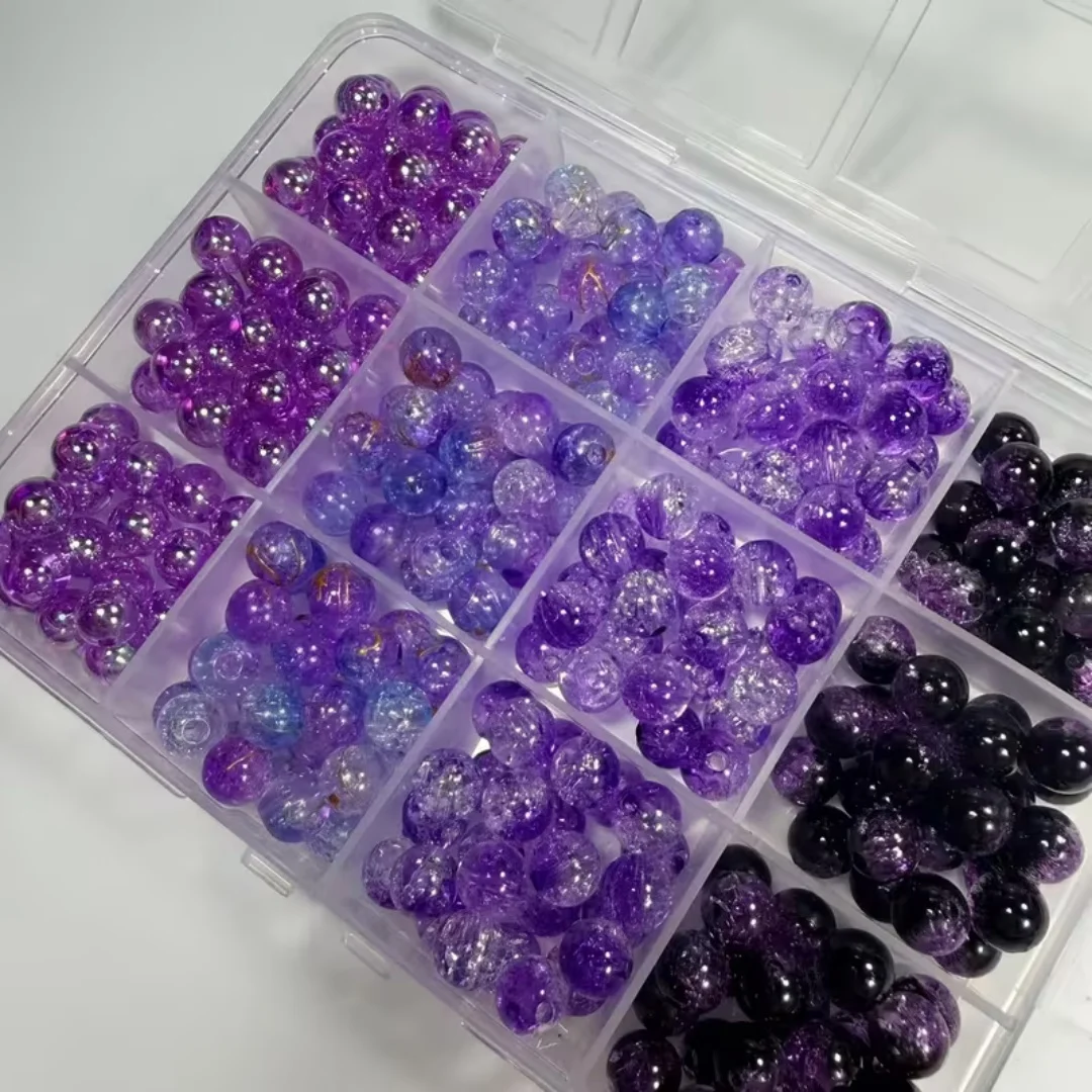 8mm Black Purple Series, Dark Charm Demon, 12 Grid Box Set, Acrylic Beads, Various Styles, DIY Accessories, Hanging Accessories, view 5