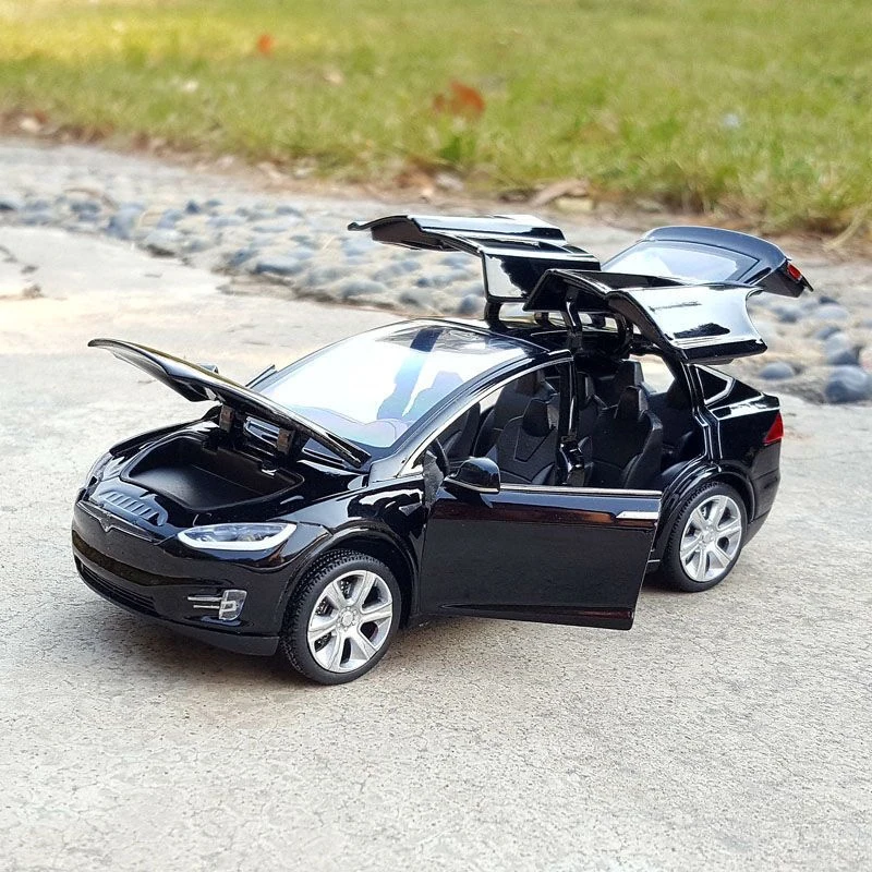 1:32 Model X Model 3 Alloy New Energy Car Model Diecasts Metal Toy Vehicles Car Model Sound and Light Collection Kids Gift