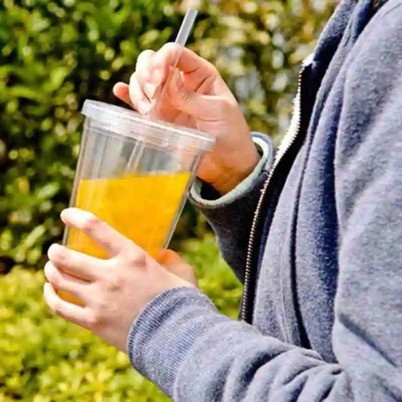 Glass Cup Tumbler Mason Jar Shaped Water Bottle With Lids Straw Coffee Cups Plastic Transparent Drinking Cup Drink Tea Milk Mug - view 3