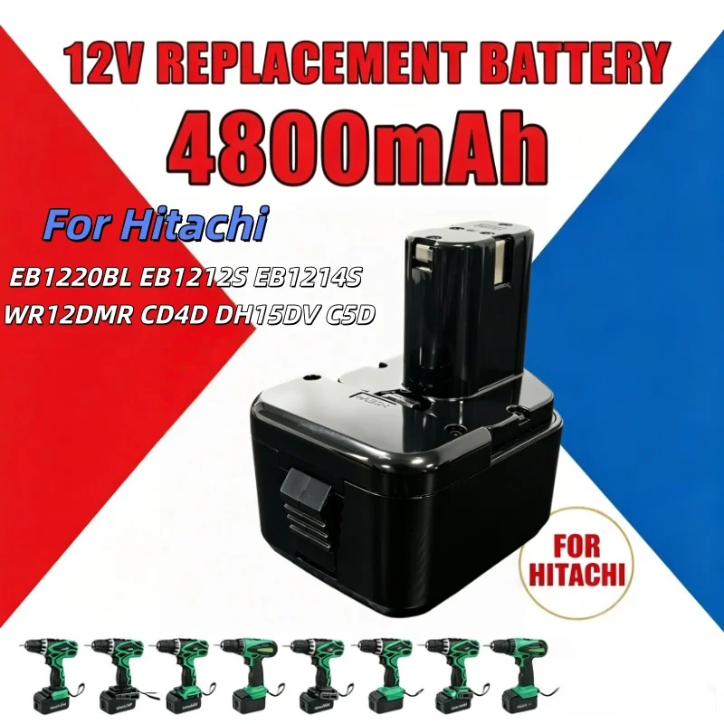 Durable High Capacity Battery For Hitachi 12V WR12DMR CD4D DH15DV C5D NiCd Cordless Drill 4800 6800 9800mAh Power Supply