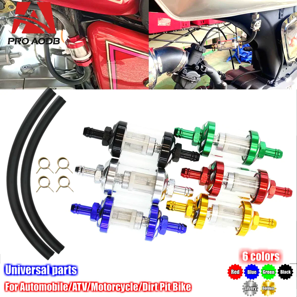 

8mm CNC Aluminum Alloy Glass Motorcycle Gas Fuel Gasoline Oil Filter Moto Accessories For ATV Dirt Pit Bike Motocross For KTM