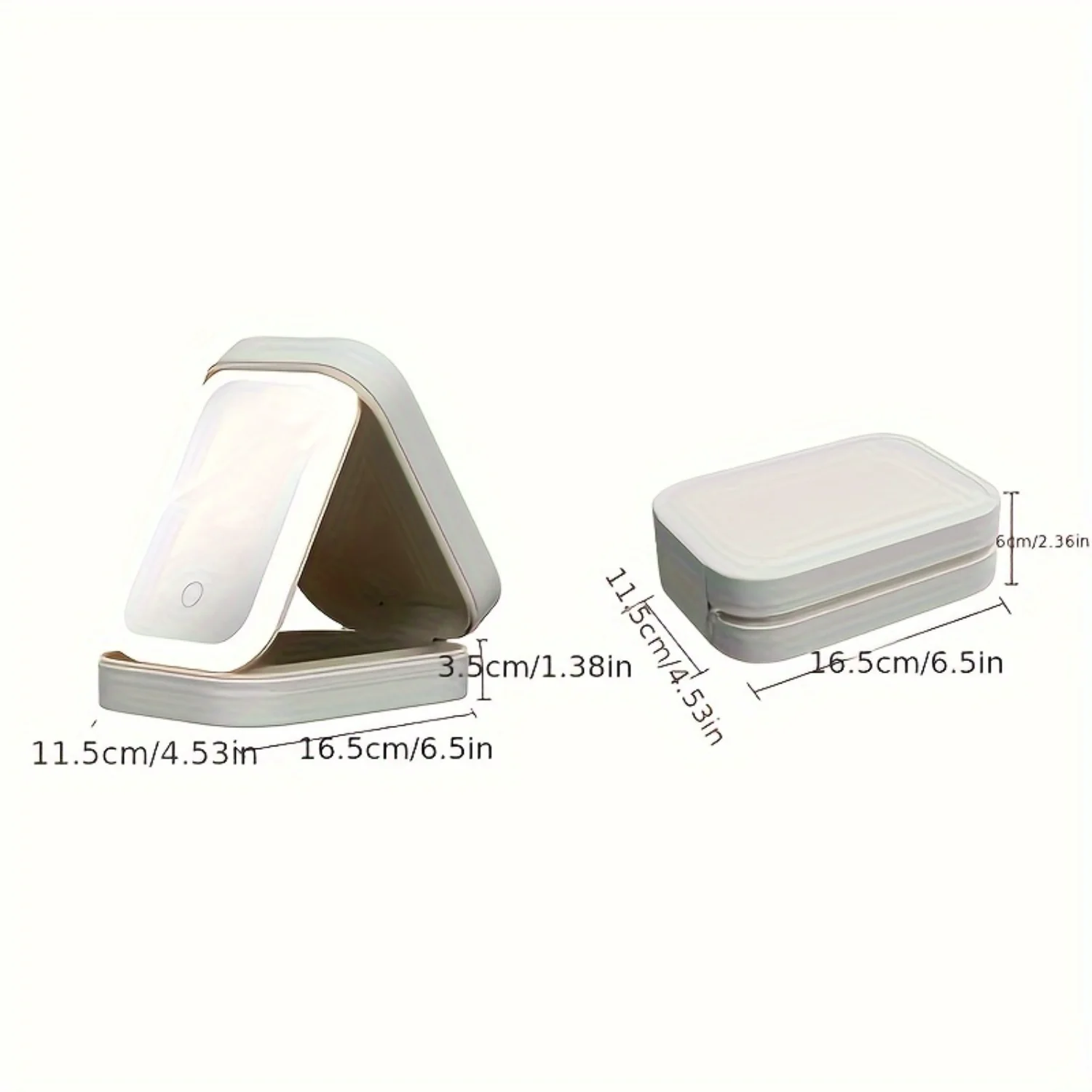 LED Illuminated Portable Makeup Mirror, Multi-Functional With 3-Color Lighting, Adjustable Folding Design, Jewelry  Compartment,