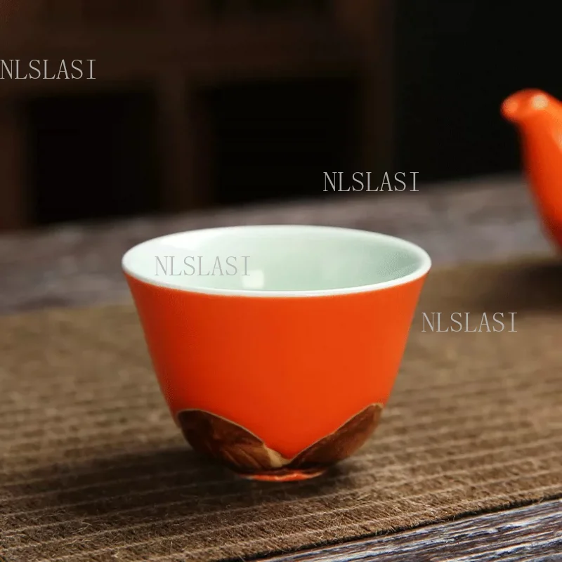 Set Teh Keramik Merah Oranye d - Celadon Ceramic Cup ulasan dan harga