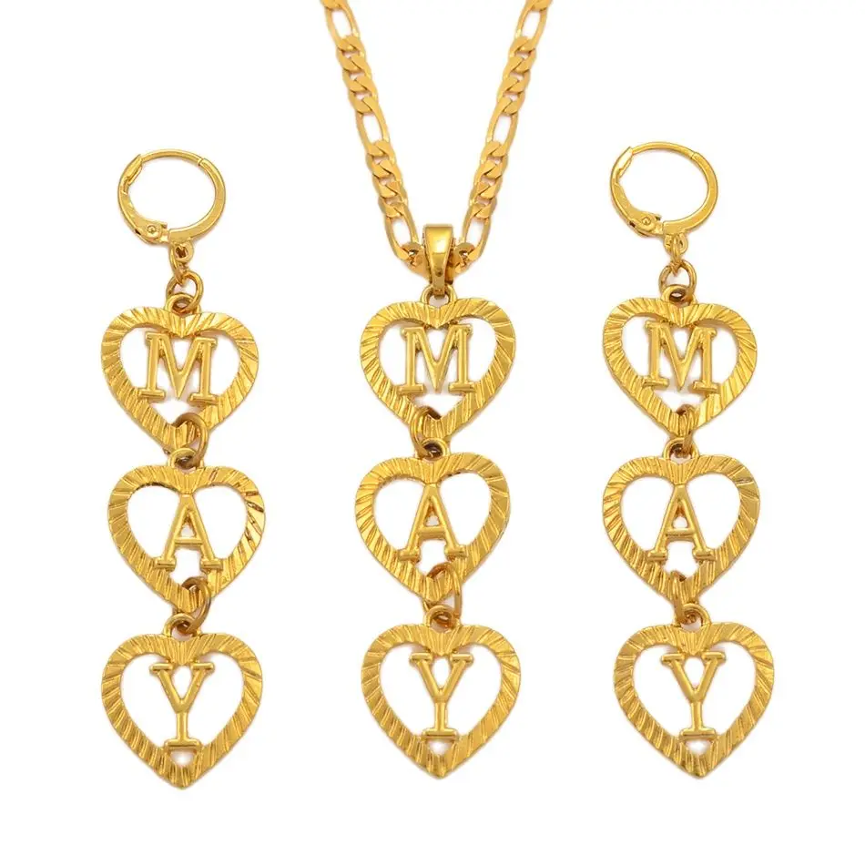 

Anniyo African Personalize Name Letter Initial Necklace Earrings Customize Alphabet Jewelry Sets Guam Chuuk #104506