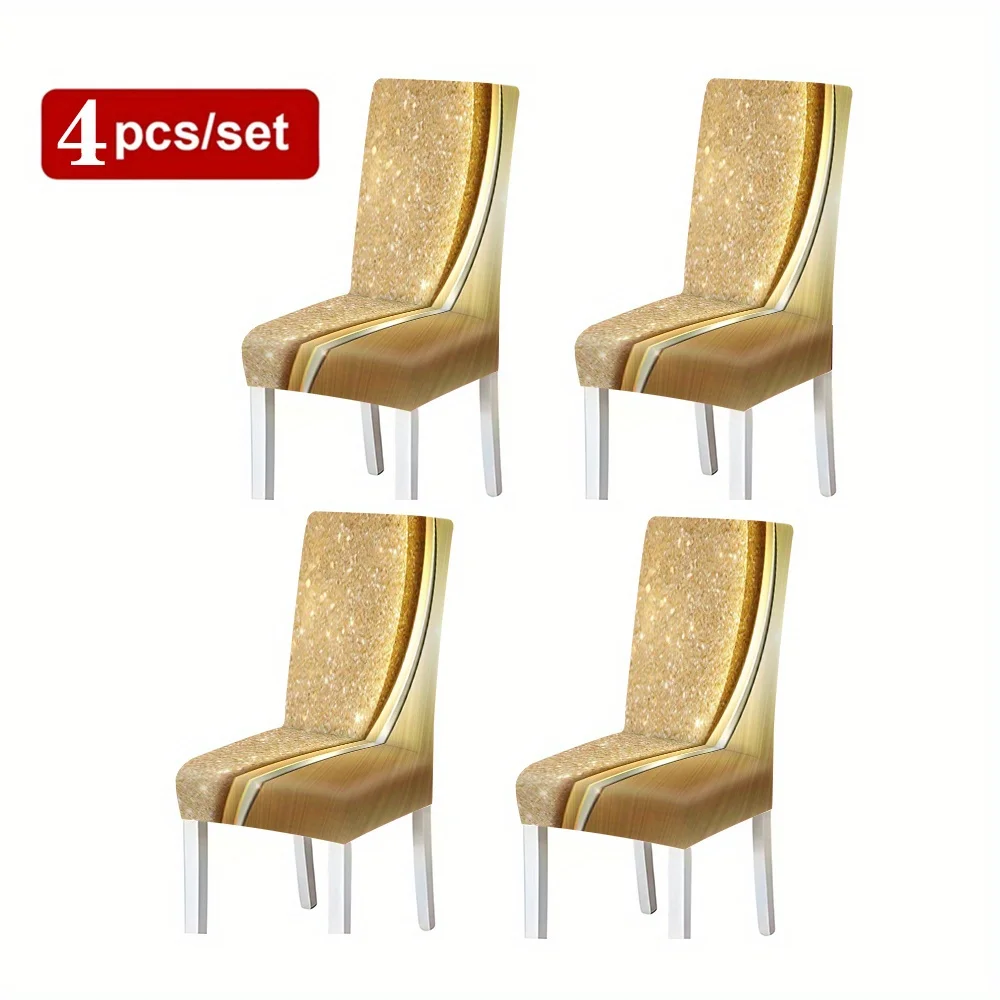 2026 New Stretch Full - Coverage Chair Cover, Luxurious Gold Sequin Pattern, Elastic & Comfortable Fabric,