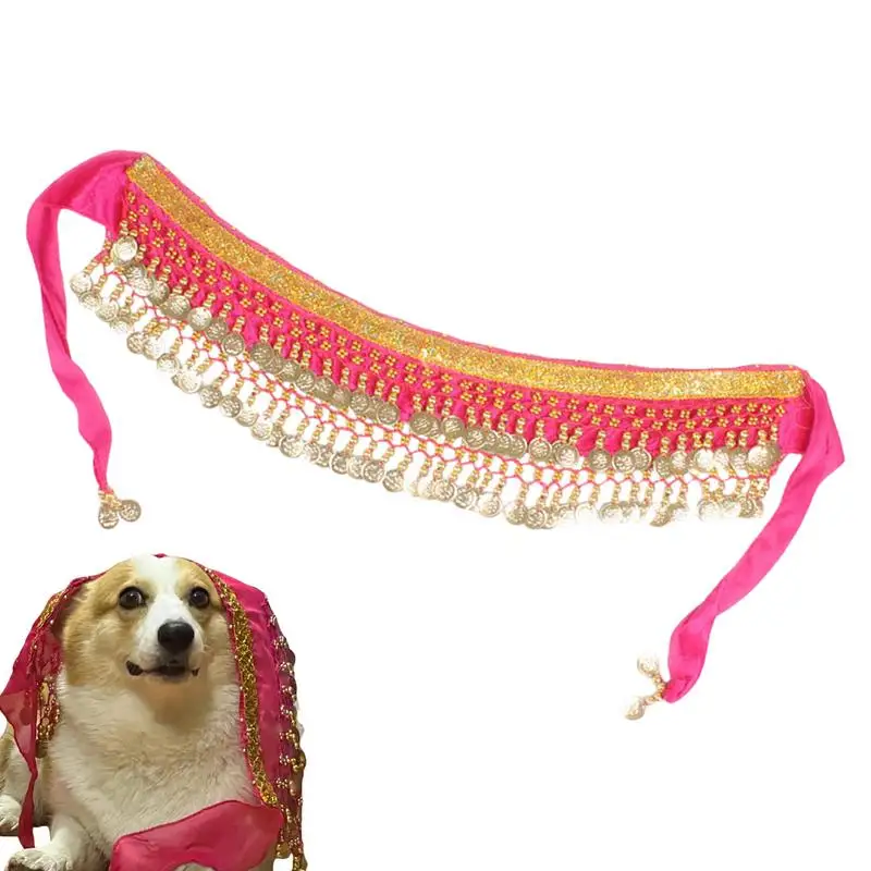 Dog Dancer Costume Halloween Day Pet Costumes Puppy Belly Dance Hip Wrap Belt With Dangling Gold Coin For Music Festival