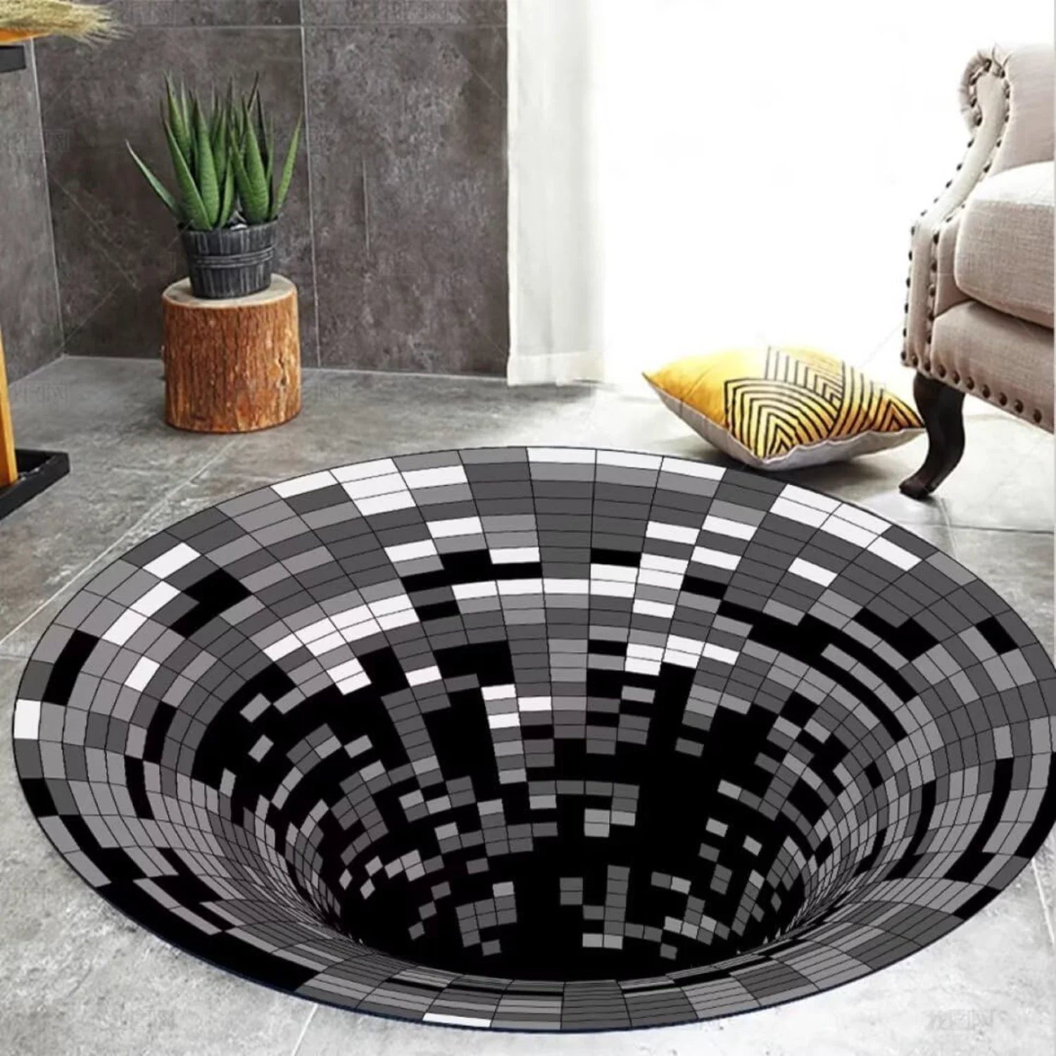 Carpets Optical Illusion Round Rugs  Carpet Area Rug Doormat for Bedroom Living Room Bathroom Floor Mat 80x80cm