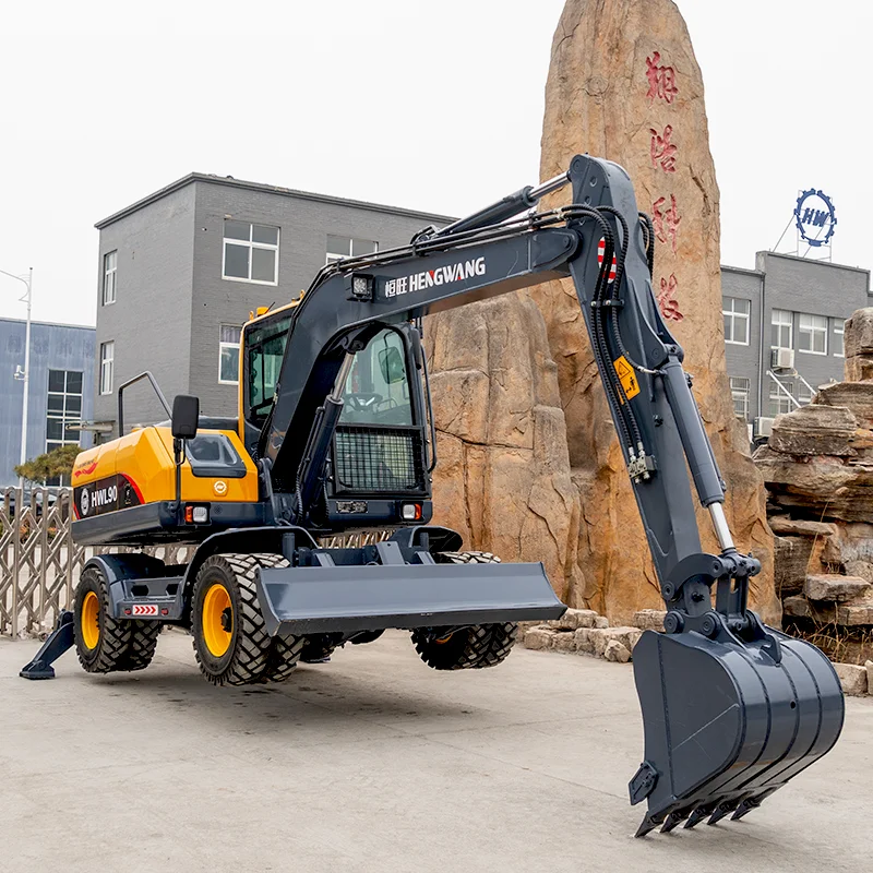 Wheeled Excavator 9Ton Hydraulic EarthMoving Digger With Bucket Attachments Medium Large Wheel Excavators Factory Customization