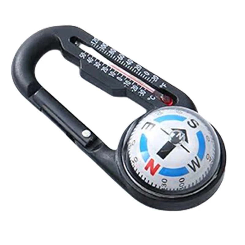 Portable Multifunctional Carabiner Keychain Thermometers Compasses Camping Tool Drop Shipping