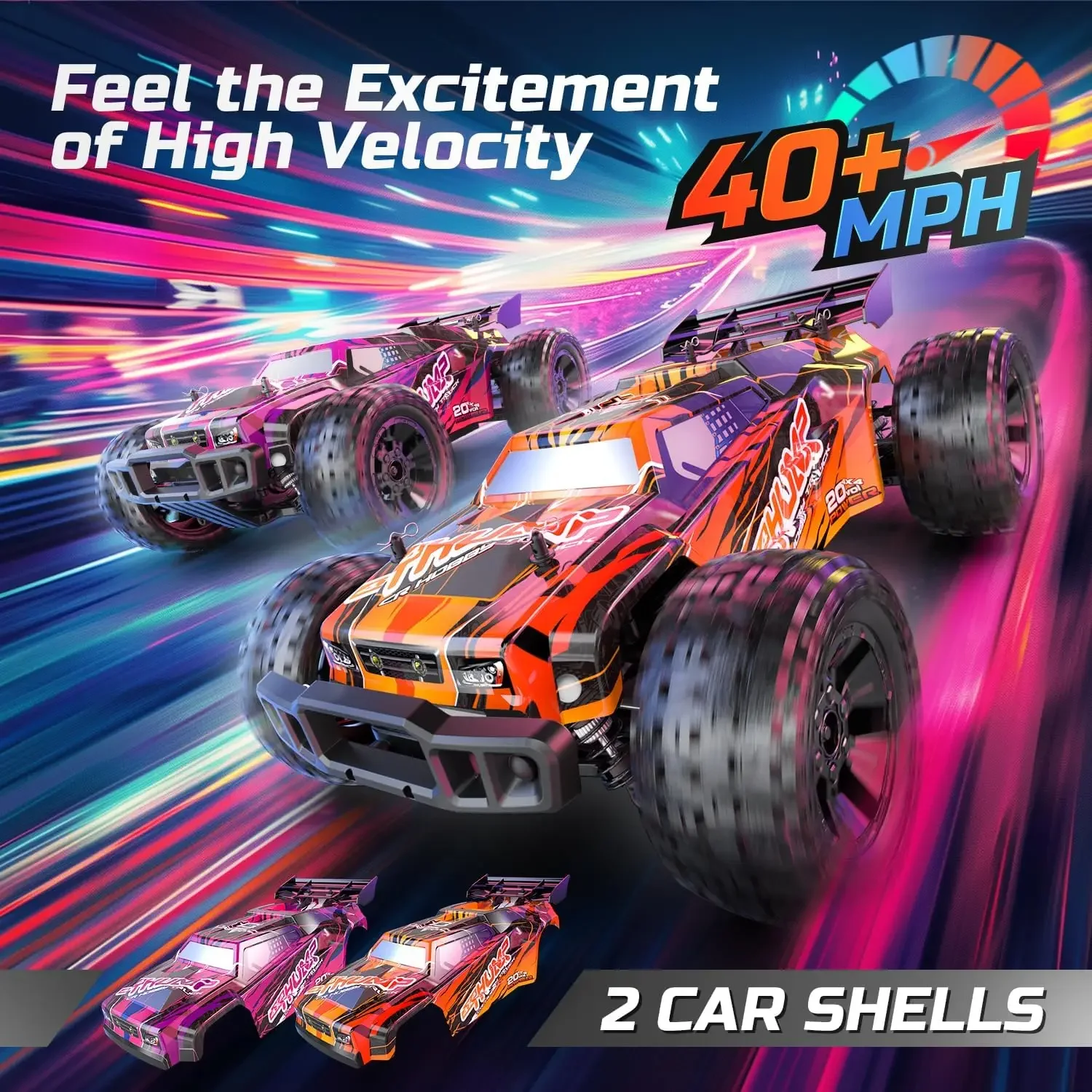 DEERC 200E 1:10 Large 3S Brushless High Speed RC Cars for Adults, 4X4 Fast RC Trucks W/Extra Shell LED Headlight, 60 KM/H, All T