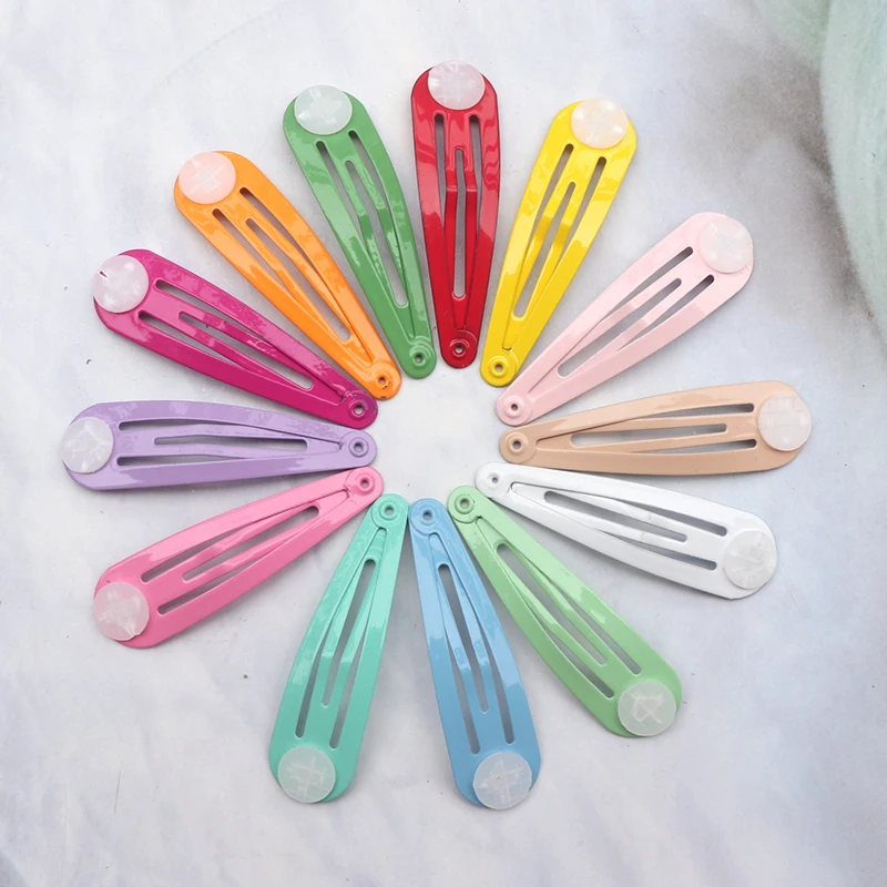 30/50Pcs Colorful Metal Snap Waterdrop Hair Clips  BB Hairpin Barrettes For Diy Jewelry Making Girl Hair Accessories