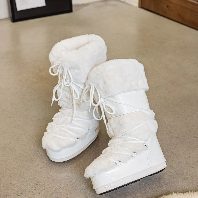 

Зимние ботинки, размер 35–40, женские зимние ботинки до середины икры, непромокаемые противоскользящие ботинки на термоплатформе для холодной погоды, теплая плюшевая подкладка