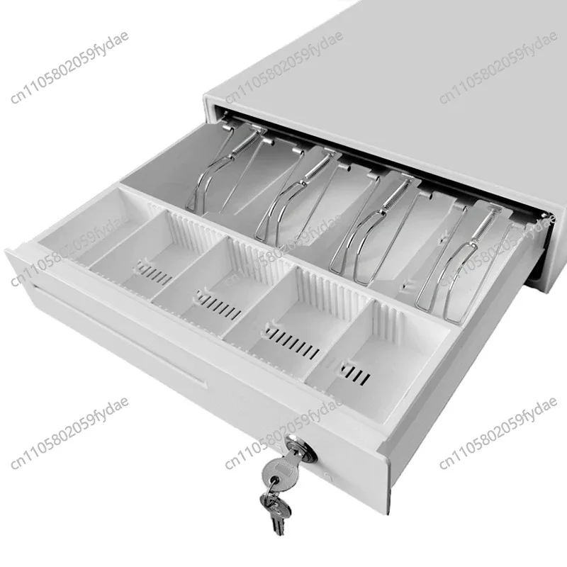 Metal Four-Compartment Cash Register Box,Lockable Drawer-Type Money Case  Supermarkets,Milk Tea Shops Cash Collection Terminals