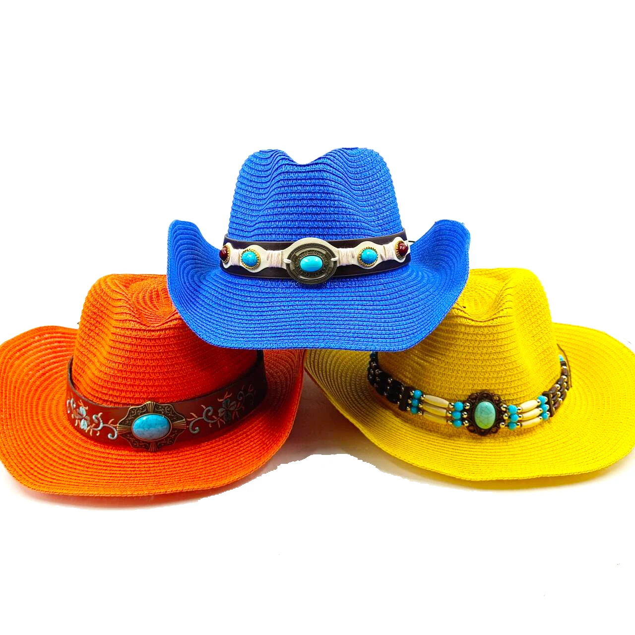 Summer Cowboy Straw Hat Candy Color Jazz Top Unisex Outdoor Beach Vacation Sun Protection Hat Wholesale gorras para hombres