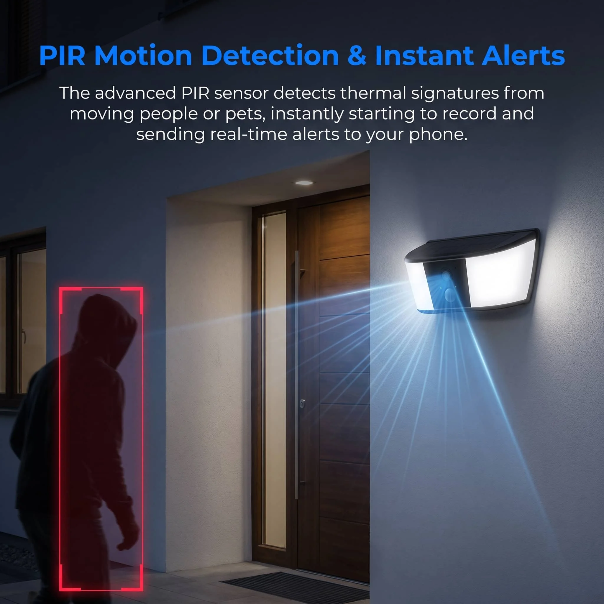 ARCCTV 2K Solar WLAN-Kamera Sicherheits-Außenkamera Drahtlose Flutlichtkamera mit Personenerkennung Alarm Überwachung HD Zwei-Wege-Audio – Detail 6