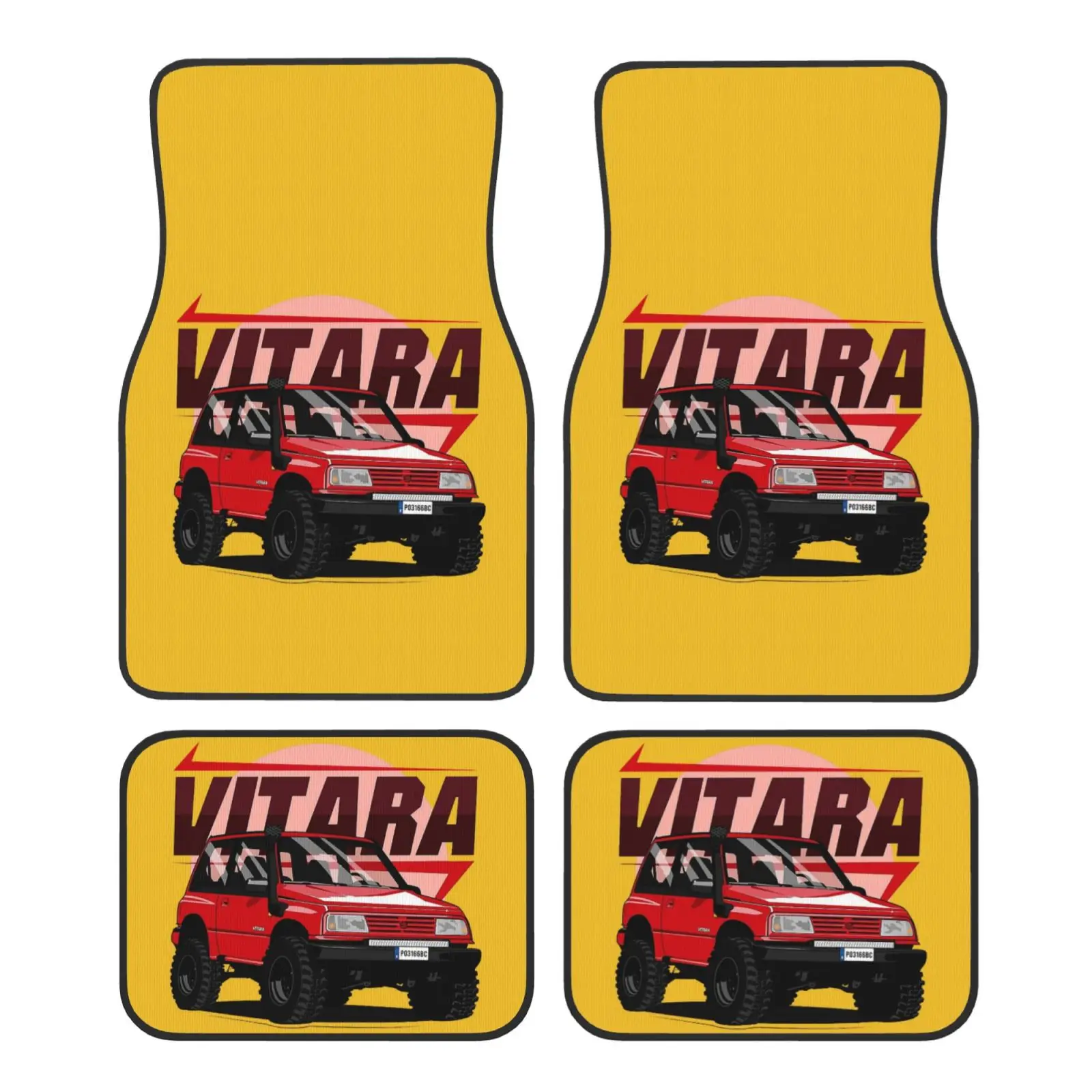 Vitara Retro Off Road Vehicle Printed GM Foot Mat 4-piece Set Four Seasons GM Foot Mat Accessories Foot Mat