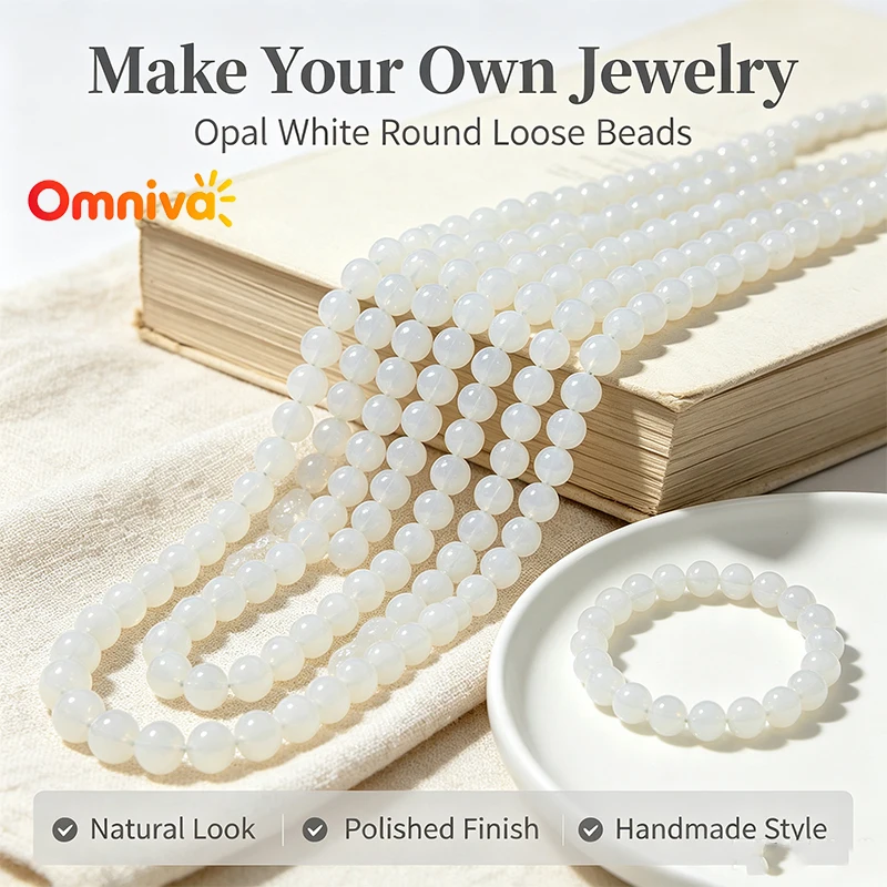 Wholesale Milky White Opal Glass Beads Translucent Spacers For DIY Bracelet Necklace Earring Handcraft Jewelry Making Supply