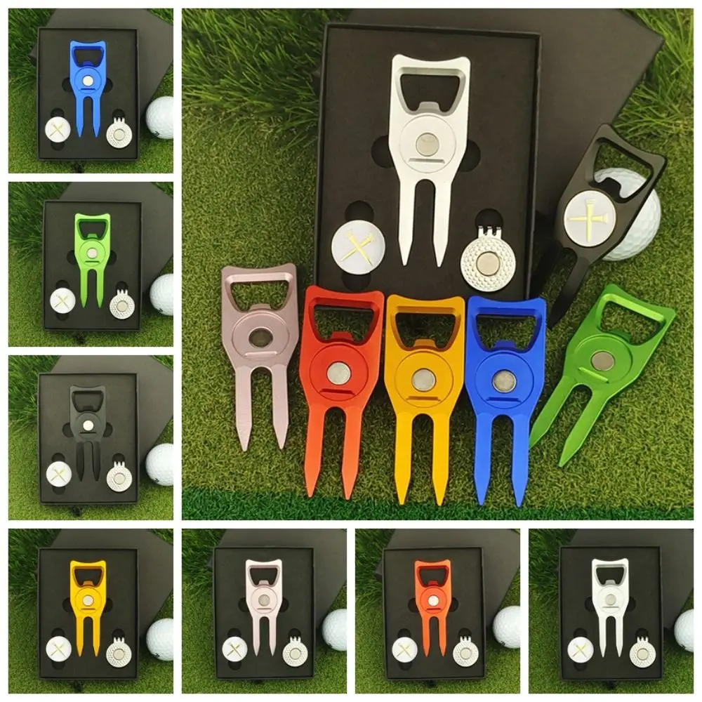 Green Fork Green Fork Marker Set Golf Cap Clip Detachable Golf Ball Fork Multi-functional Marker Golf Ball Marker Hat Clips