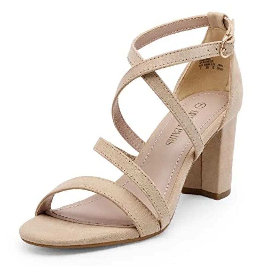 

Women's Ankle Strap Dress Pump Low Chunky Heel Sandals