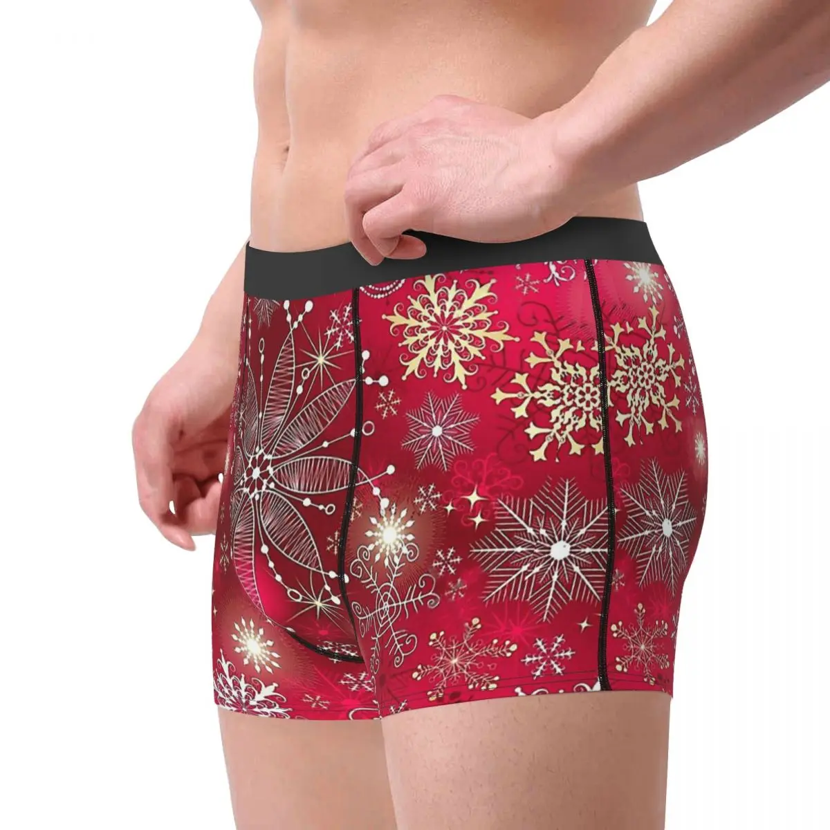 Boxer à motif joyeux noël pour Homme, sous-vêtement rose dégradé de flocons de neige, sous-vêtement Sexy, slip court