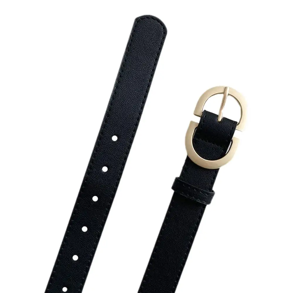 1PCS Belt Trend Gold Buckle Belt Fashion Casual Versatile Thin Leather Belt PU Belt Belt Jeans Soft Gift E9M9