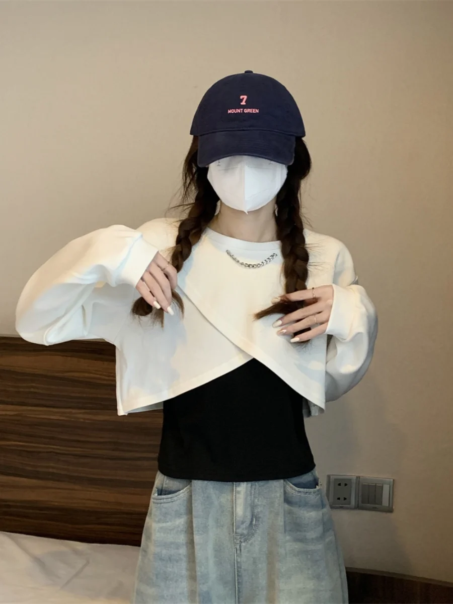 

Женский свитер-худи оверсайз на весну-осень, комплект из двух предметов в американском и европейском стиле, для студентов, модный