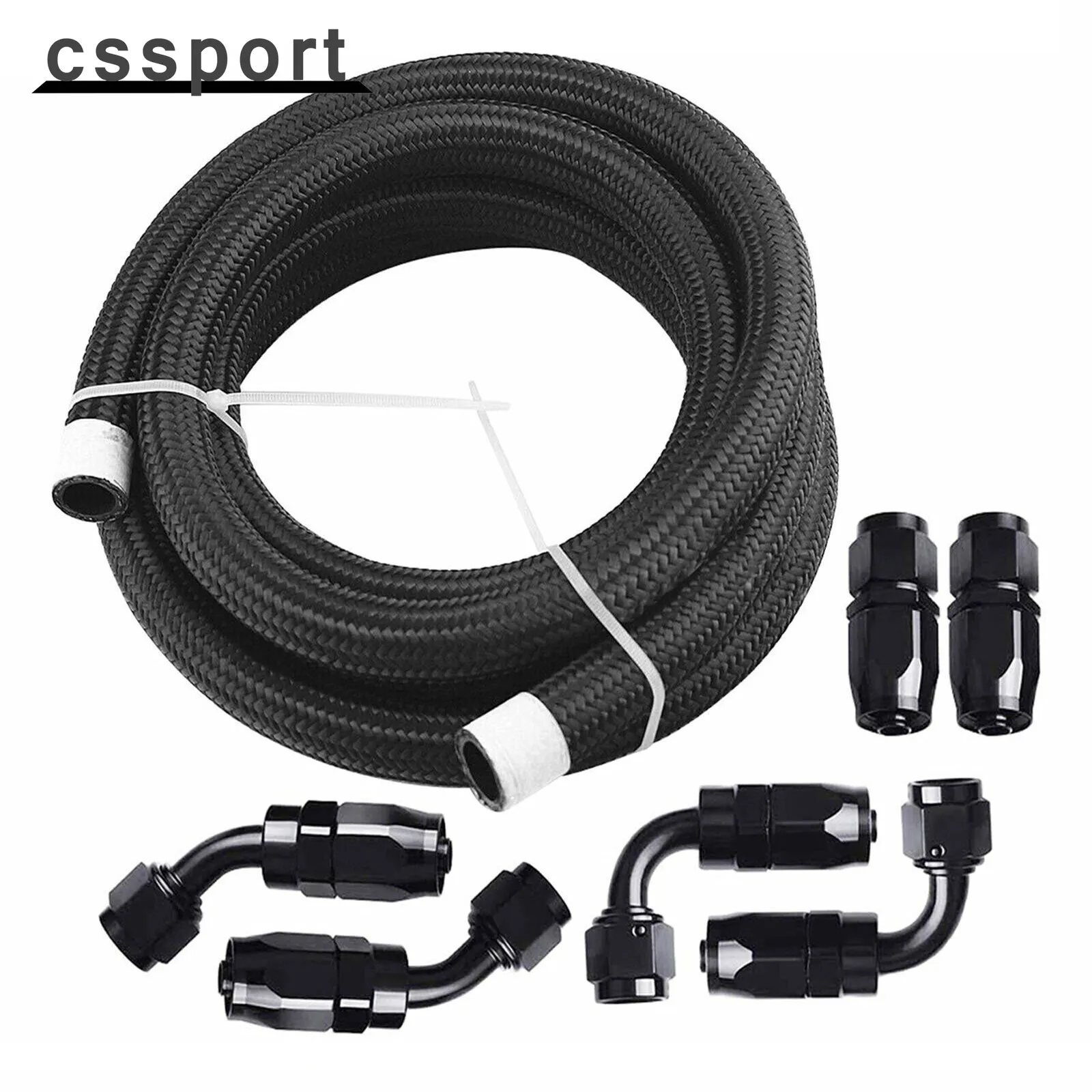 

6AN Nylon Braided Fuel Line Oil/Gas/Fuel Hose End Fittings Kit