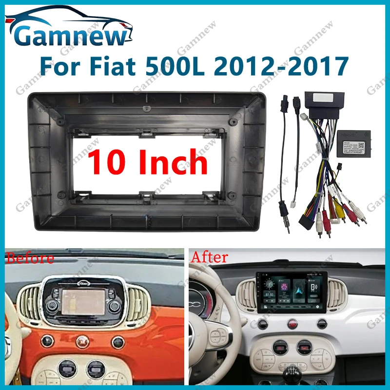 10 Inch Car Frame Fascia Adapter Canbus Box Decode Android Radio Dash Fitting Panel Kitr For Fiat 500L 2012-2017