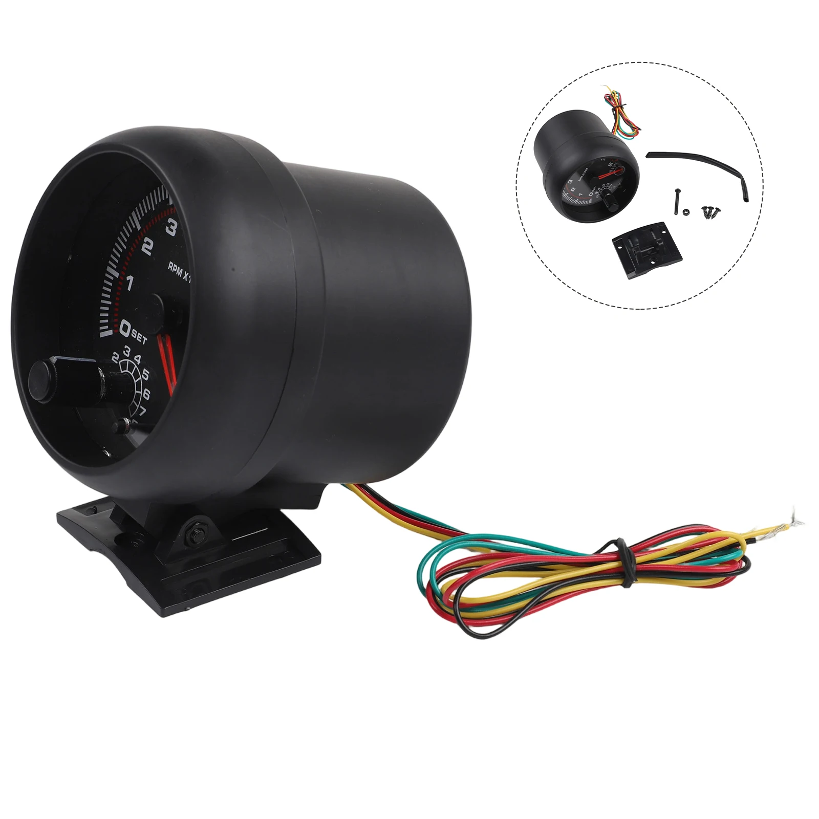 

12V Tachometer Car Tachometer Wear-resistant Materials Compact Size 3.75 Inches Easy Installation Engine 95mm Engine Diagnostics