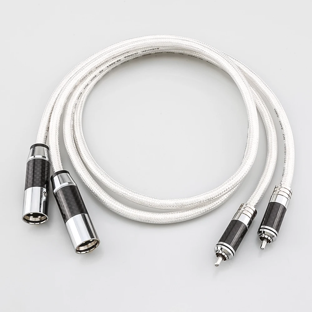 IC102AG 99.998% Pure Silver Carbon Fiber RCA To XLR Cable HiFi Audio Interconnect Solid PSS Pure Silver Core Silver-Plated Plug