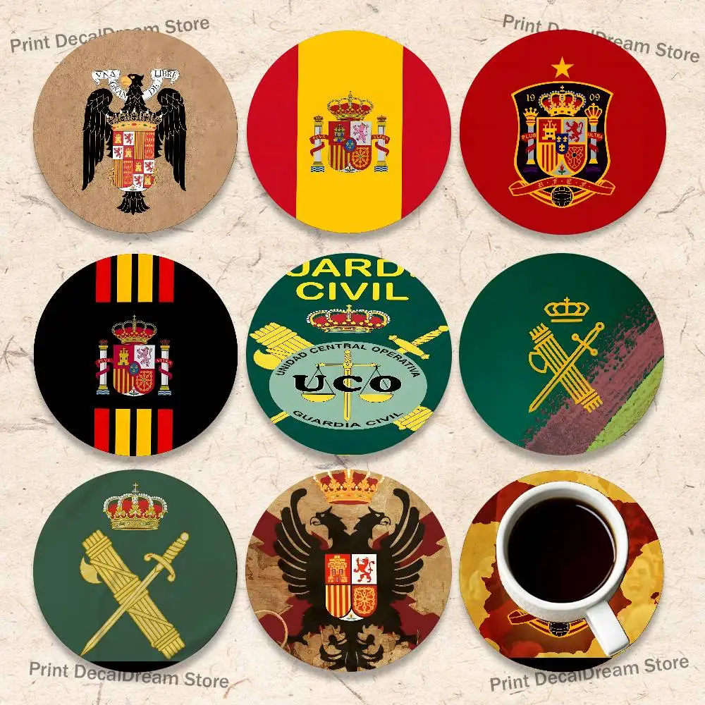 

Spain Spanish Guard Civil Wood Coaster Set - Heat Resistant For Tea & Coffee, Home Cafe Decor Holiday Gift