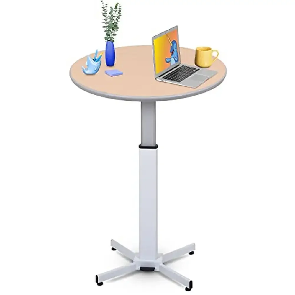 Adjustable Round Table Sit Stand Desk High Top Cafe Ideal Space Saving Height Flexibility User-Friendly Design Spacious Surface