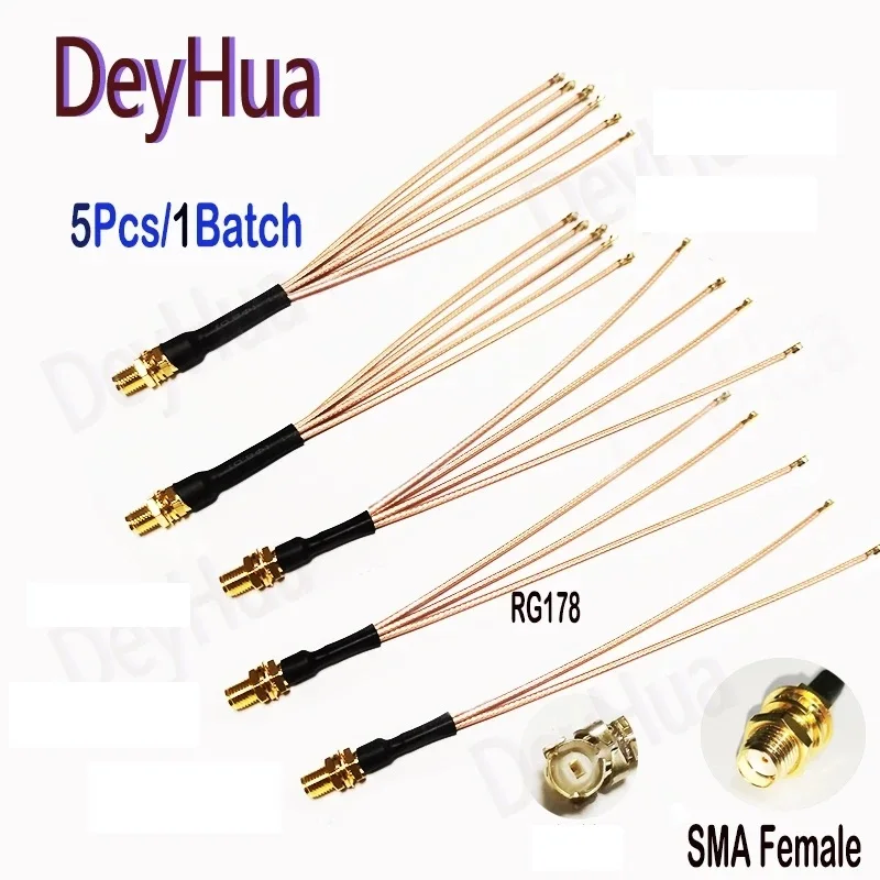 

5pcs RP-SMA to 4xU.FL Splitter RP-SMA Female to 2 3 4 x U.fl UFL 1 Female RG178 Cable WIFI Antenna Extension Jumper Pigtail