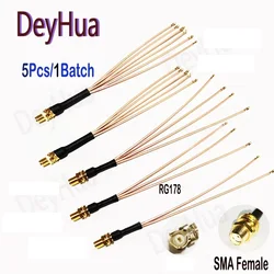 5pcs SMA to 6xU,FL Splitter  SMA Female to 2 3 4 5 6 x U.fl UFL1 Female1 RG178 Cable WIFI Antenna Extension Jumper Pigtail