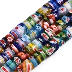 Colorful Column Millefiori Flower Stripe Lampwork Glass Spacer Beads For Jewelry Making Necklace Bracelet DIY Accessories