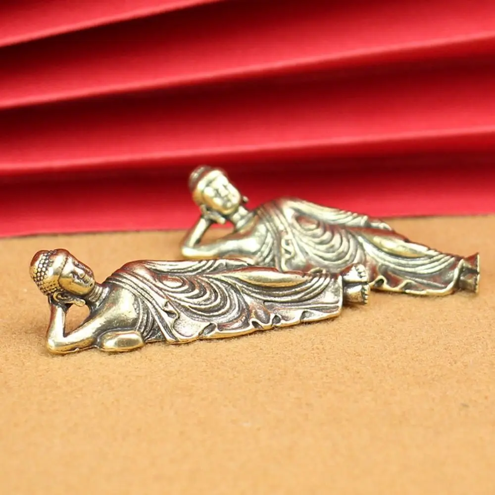 Mini Shakyamuni Buddha Ornament Retro Pure Copper Lying Shakyamuni Miniatures Attractive Brass Buddha Statue Office
