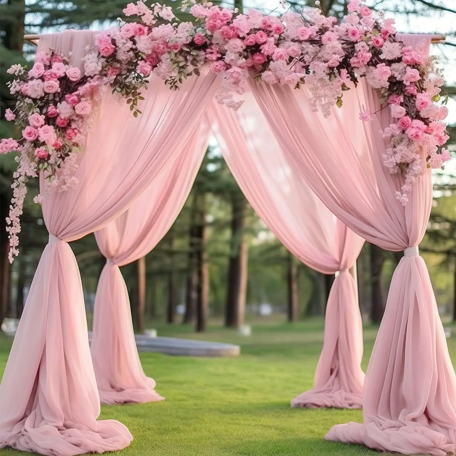 Chiffon Wedding Arch Draping Fabric 300*75CM Wedding Arch Drapes Sheer Backdrop Curtain for Wedding Ceremony Party Ceiling Decor