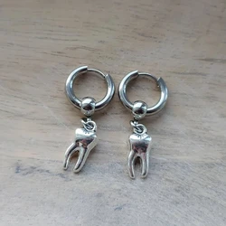 Teeth Earrings, Human Teeth, Huggie Hoops, Mens Earring, Womens Jewelry, Goth Jewelry, Emo, Alternative, Punk Earrings