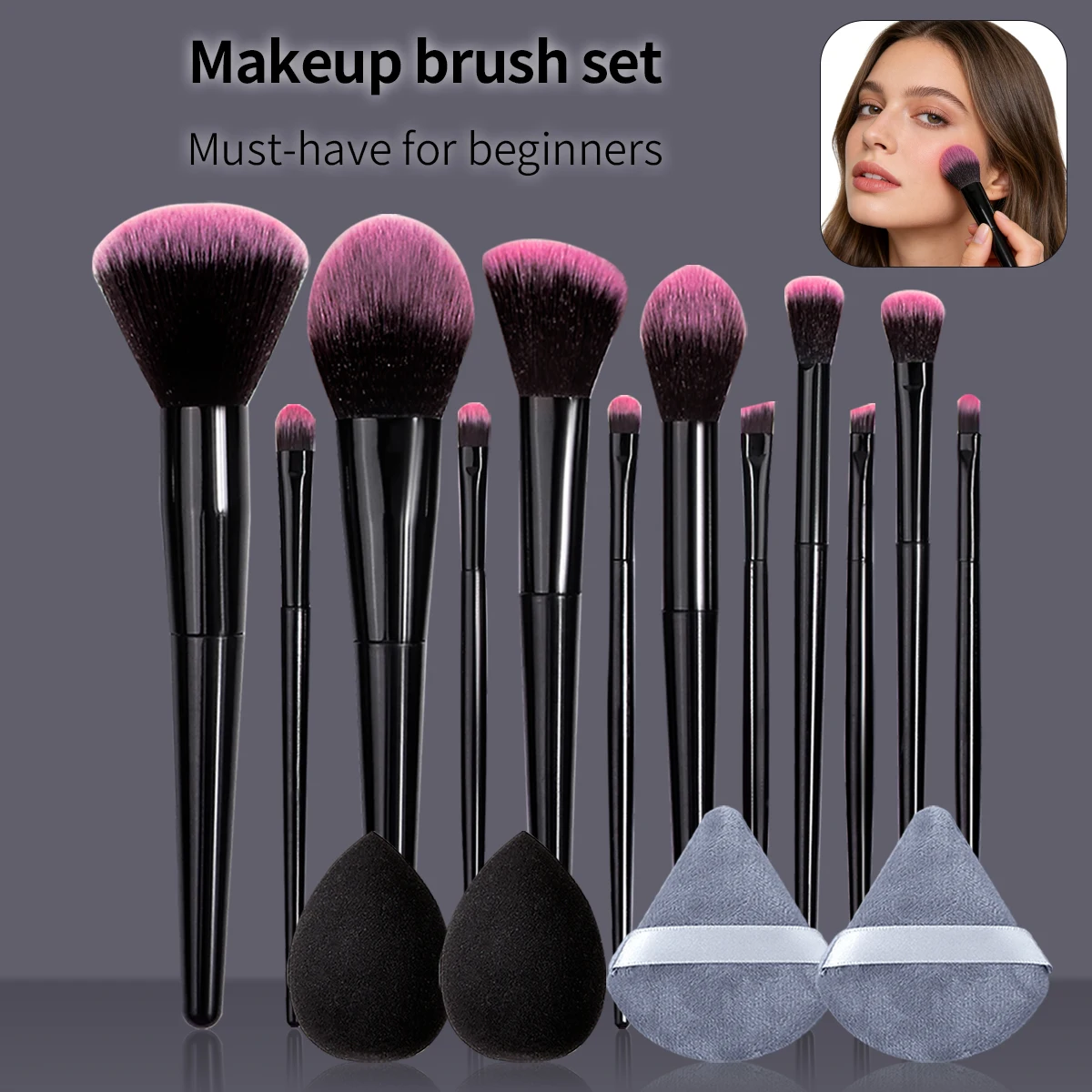 Conjunto de 16 Pincéis de Maquiagem Profissionais - Pincéis Cosméticos Macios e Fluffy para Base, Pó, Sombra e Esfumar, Ferramentas de Beleza