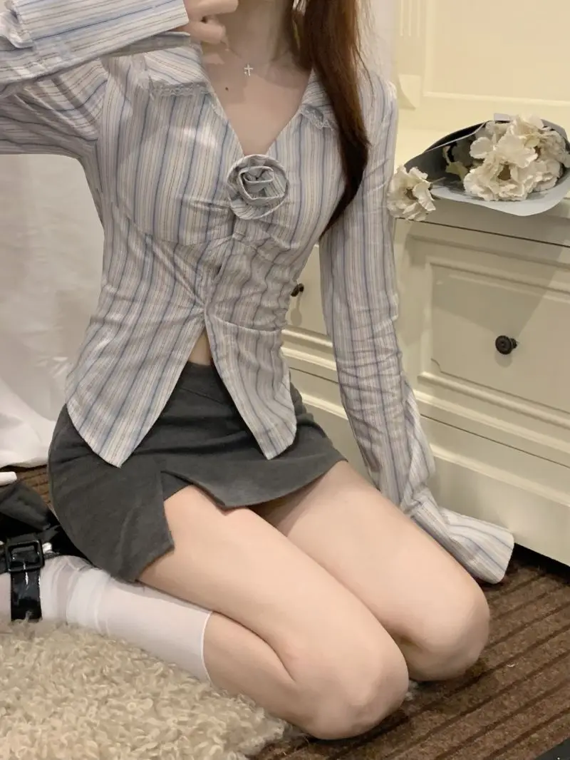 

Fashion Striped Blusas Women Shirts Vintage Puff Sleeve Blouses Woman Casual Korean Tunic Tops 2023 Blusas Mujer De Moda