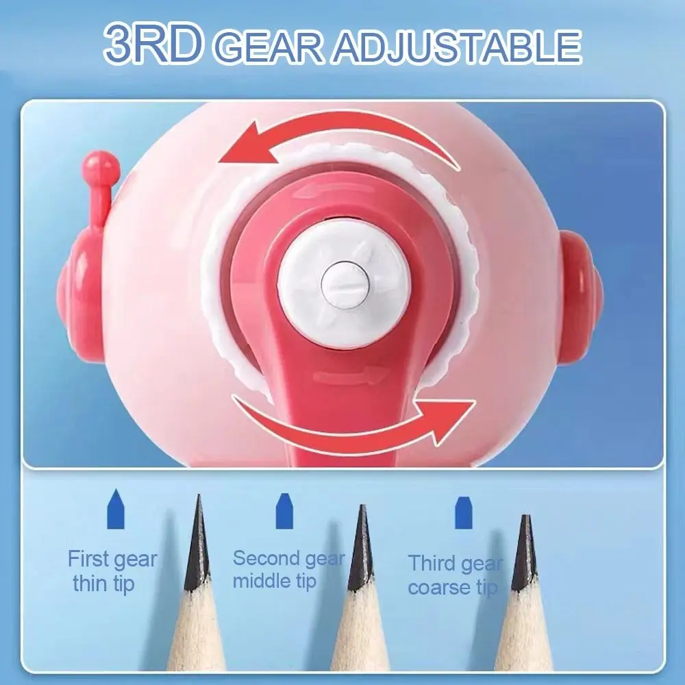 Shaped Cartoon Anti Sticking Lead Third Gear Adjustable Pencil Sharpener Automatically Enters Lead Hand-cranked Mechanical Tool