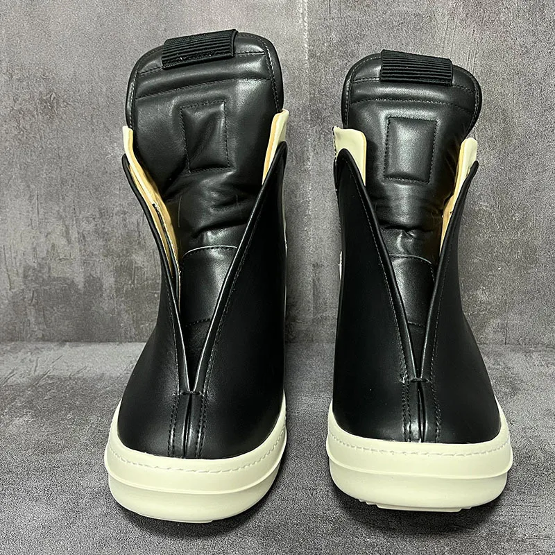 Men Women High Top Shoes Casual Platform Sneakers Leather Luxury Trainers Zip Autumn Black White Boots