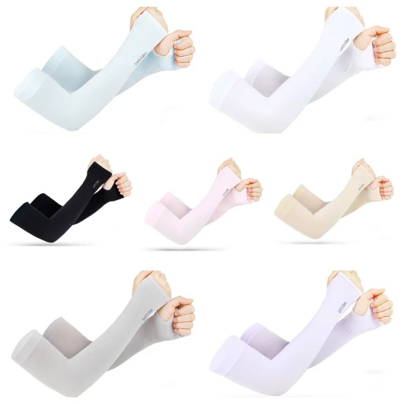 Mangas de brazo de ciclismo para hombre y mujer, calentadores de brazo de tela de hielo, protector solar Anti-UV, manga de ciclismo para correr,