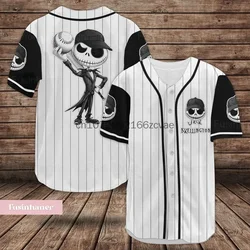 New Jack Skellington Baseball Jersey Custom Name Men's And Women's Baseball Jersey Fashionable Disney Short Sleeve T-Shirt