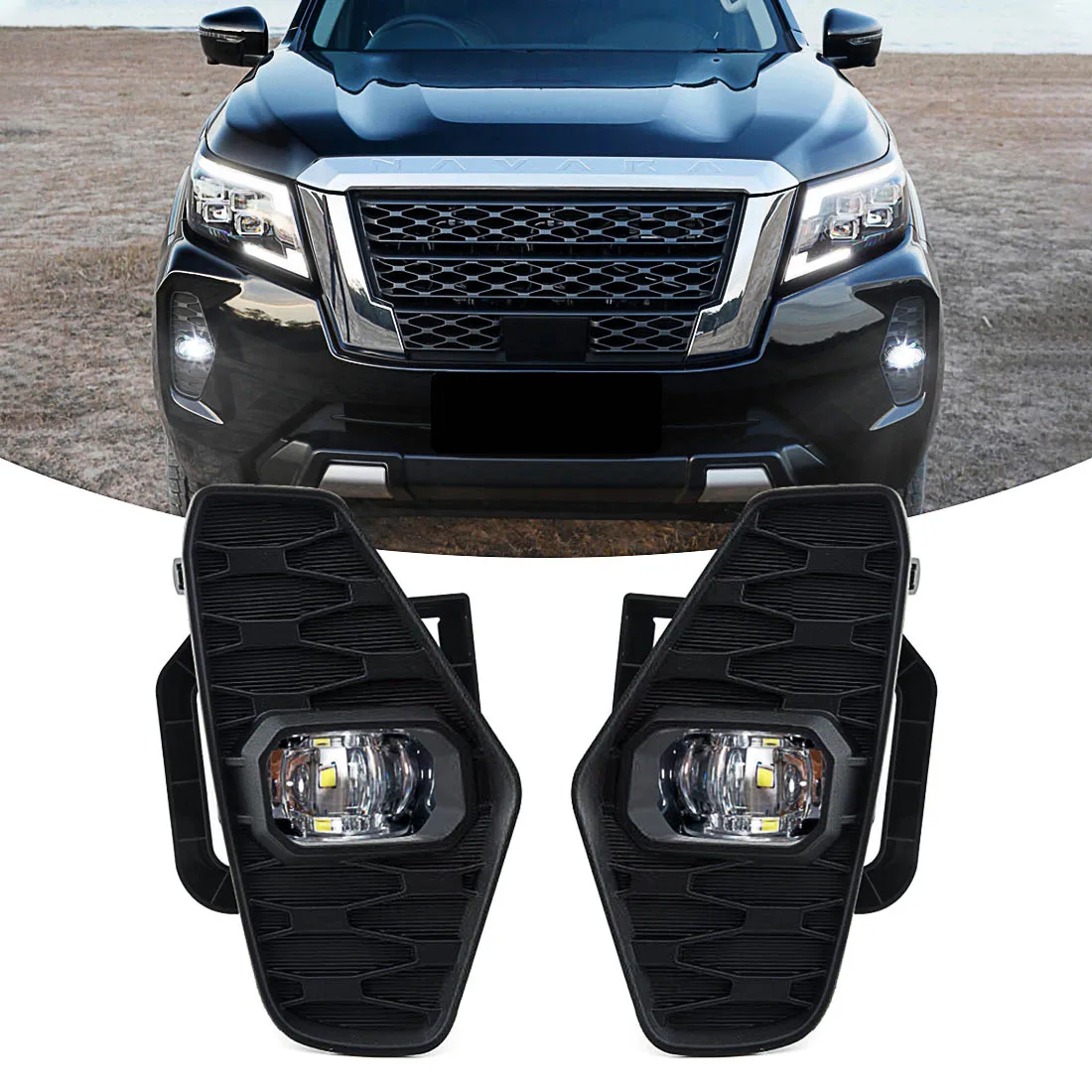 Fog Lamp LED Daytime Running Light Daylight，Nissan Navara 2020 2021 NP300 Nueva Facelift Pro-4X Waterproof Car Accessories