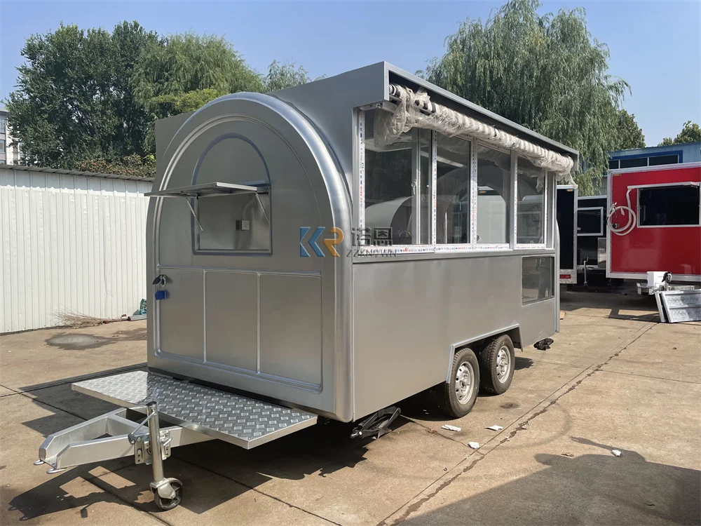 Street Pizza Shop Coffee Trailer Fast Food Truck Van Custom Fully Kitchen Equipments Concession Food Trailer Cart